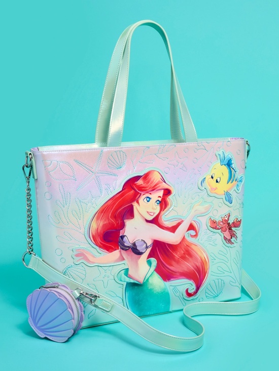 Loungefly Handbags - NWT Loungefly Disney Ariel Flounder Sebastian Little Mermaid Iridescent Tote Bag